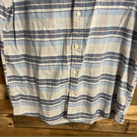 Even Tide Slim Fit Stripe Button Down Short Sleeve‎ Shirt Size XL - Picture 3 of 10